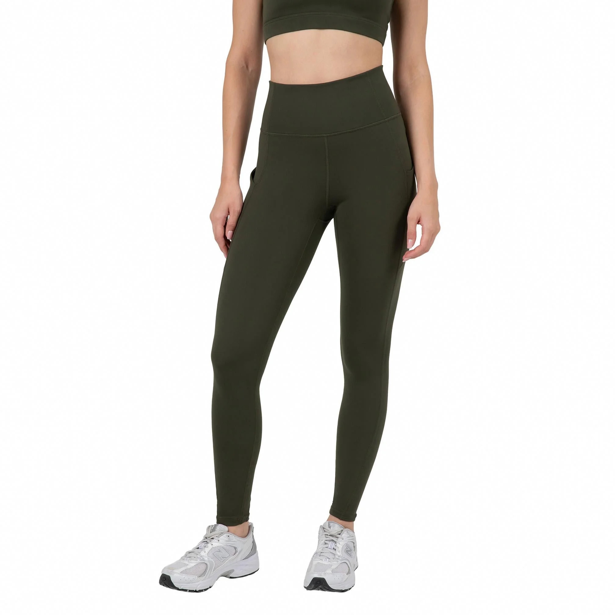 YITTY Active Women's Ultraluxe High-Waist Pocket Legging, Athleisure, 4-Way-Stretch, Dark Olive ,... | Walmart (US)