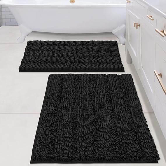 H.VERSAILTEX 2 Piece Bathroom Set Bathroom Rugs Bath Mats Sets Super Absorbent Chenille Striped B... | Amazon (US)