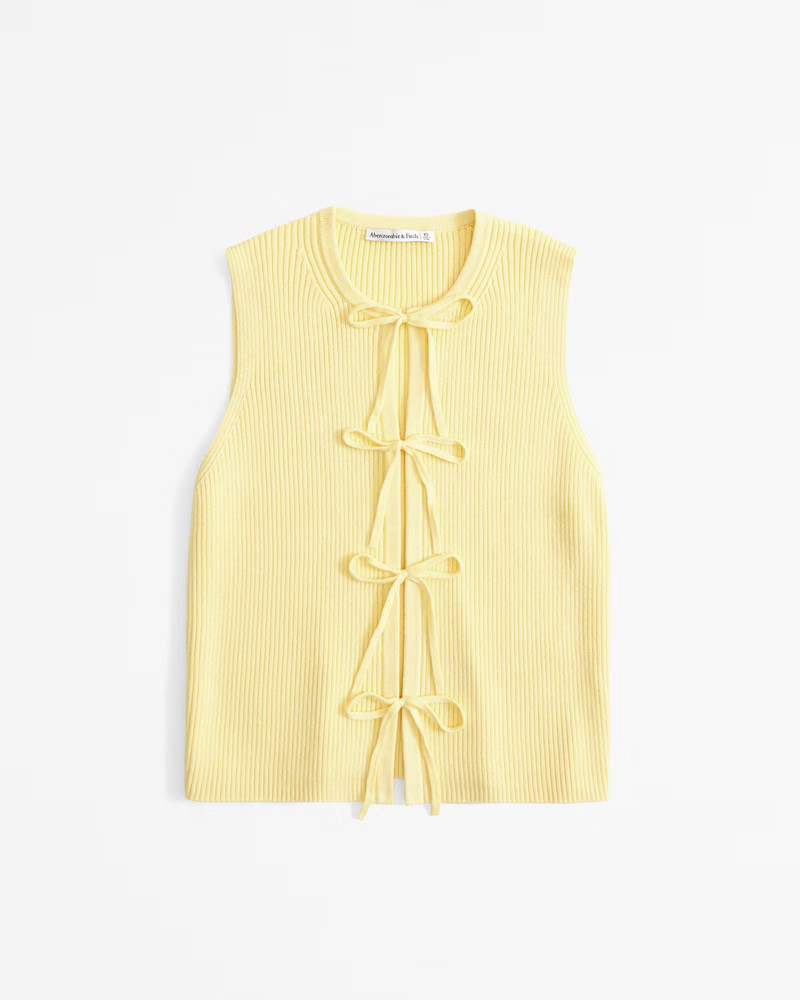 Abercrombie & Fitch Women's Tie-Front Sweater Vest in Sunny Yellow - Size XXS | Abercrombie & Fitch (US)
