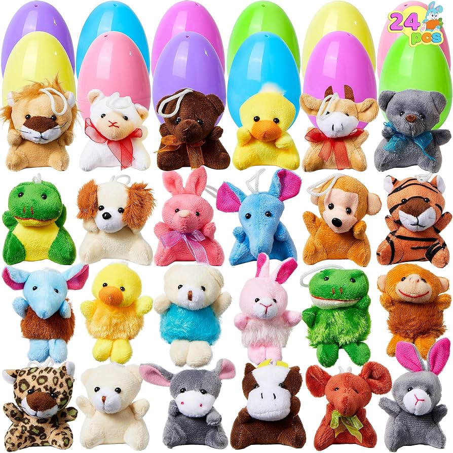 JOYIN 24 Pack Prefilled Easter Eggs of Mini Stuffed Animal Plush Toys Baster Stuffer Filler for K... | Amazon (US)
