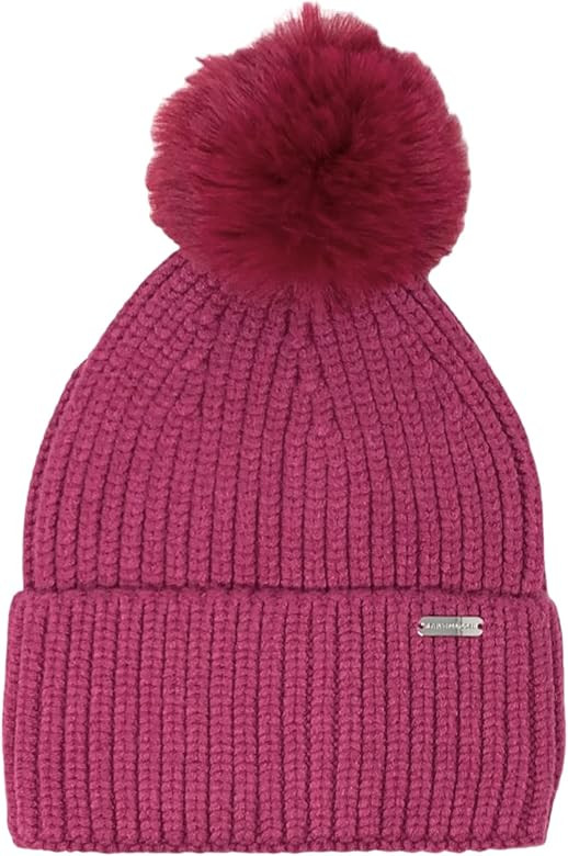 Steve Madden Women's Wide Cuff Space Dye Faux Fur Pom Beanie | Amazon (US)