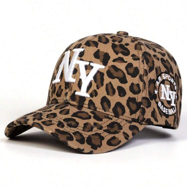 1pc Women's Leopard Print Baseball Cap NY Logo, New York, Outdoor Adjustable Sun Protection Casual Hat, Suitable For Spring, Autumn Trips, Beach, Party | SHEIN