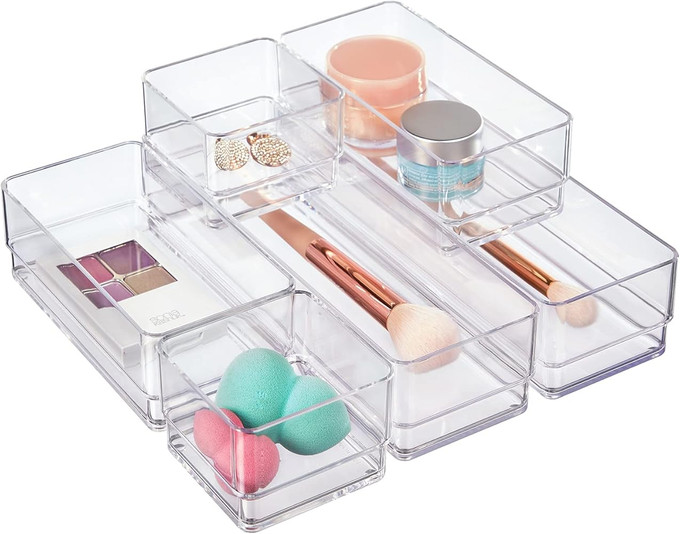 Click for more info about STORi Clear Plastic Vanity and Desk Drawer Organizers | 6 Piece Set