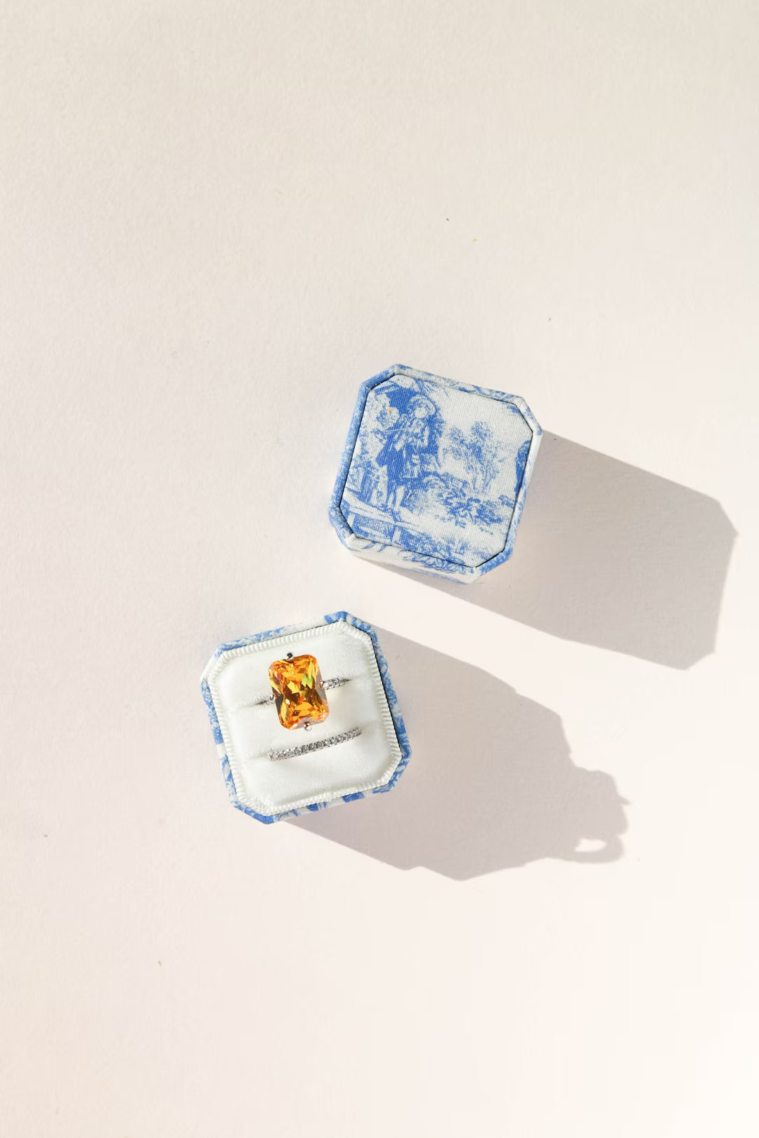 Toile Ring Box, Personalised Wedding Engagement Ring Box, Linen Ring Box, Something Blue for Brid... | Etsy (US)