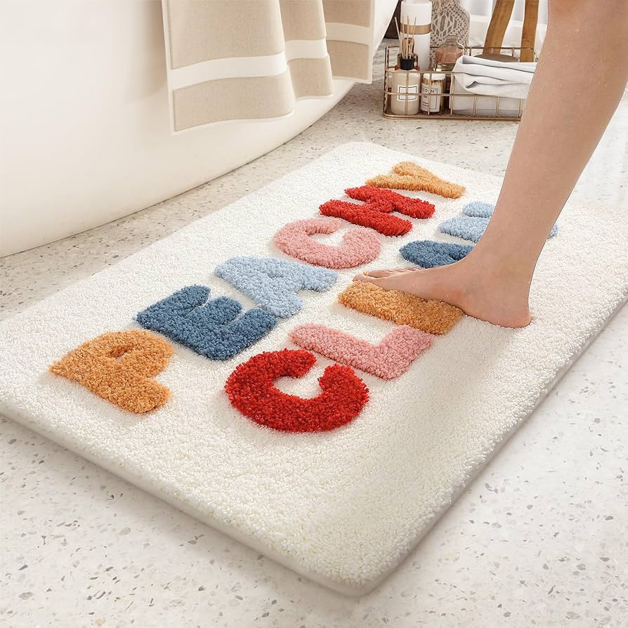 Color&Geometry Peachy Clean Bath Mat: Cute & Funny Bathroom Rugs - Non Slip & Machine Washable & ... | Amazon (US)