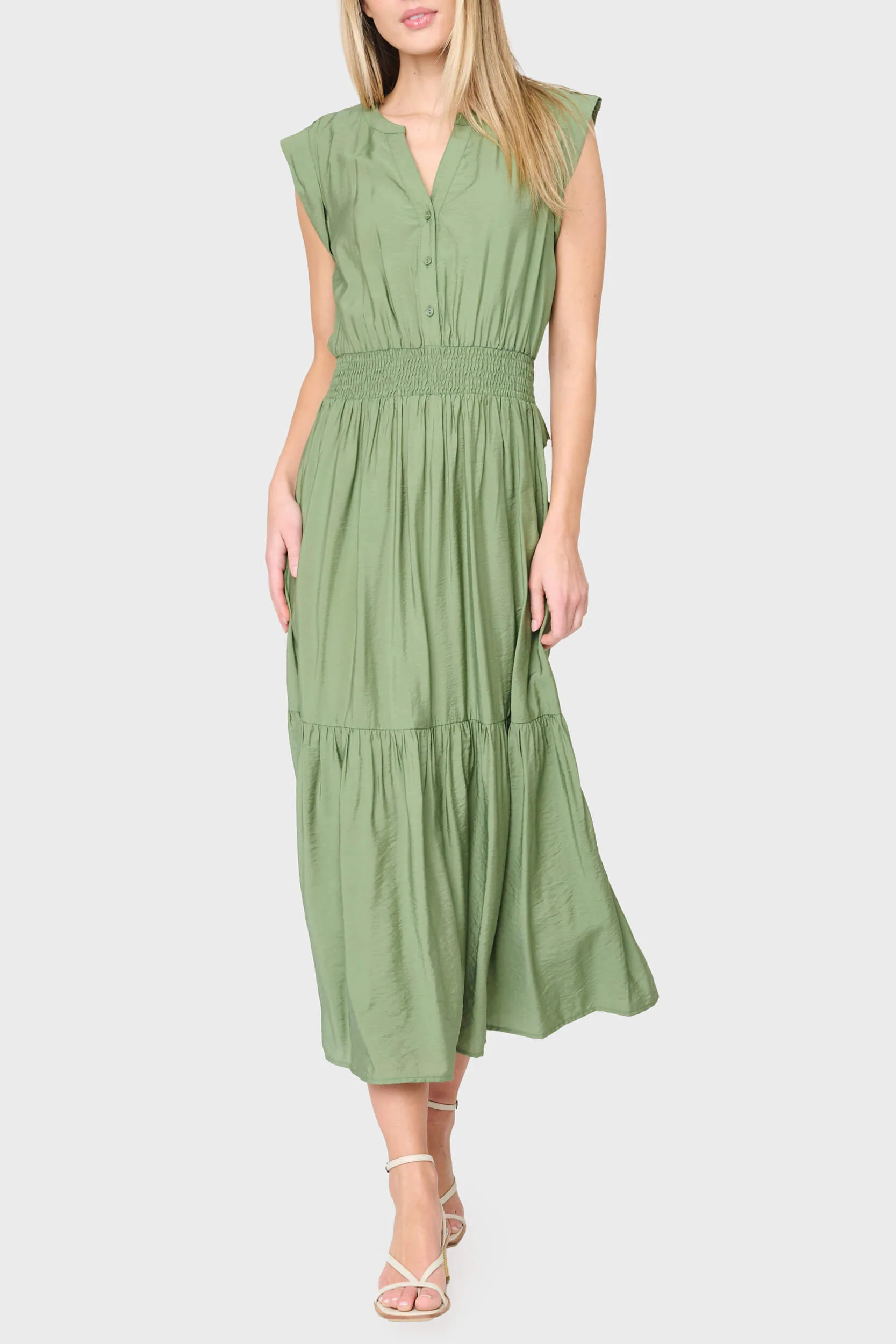 Lindsey Utility Maxi Dress | Boho Button Front Smocked Waist Dress | Gibsonlook