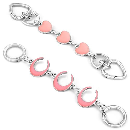 2Pcs Purse Extender Chain Silver Pink Bag Extender Chain Heart Purse Strap Extender Moon Purse Strap Replacement Crossbody Purse Accessories for Women Bag Charms for Handbags Tote Bags Purse Making | Amazon (US)