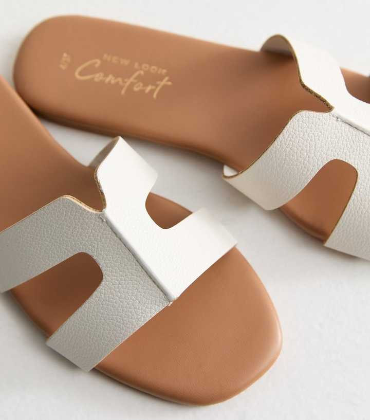 White Faux Leather Cut Out Strap Mules | New Look | New Look (UK)