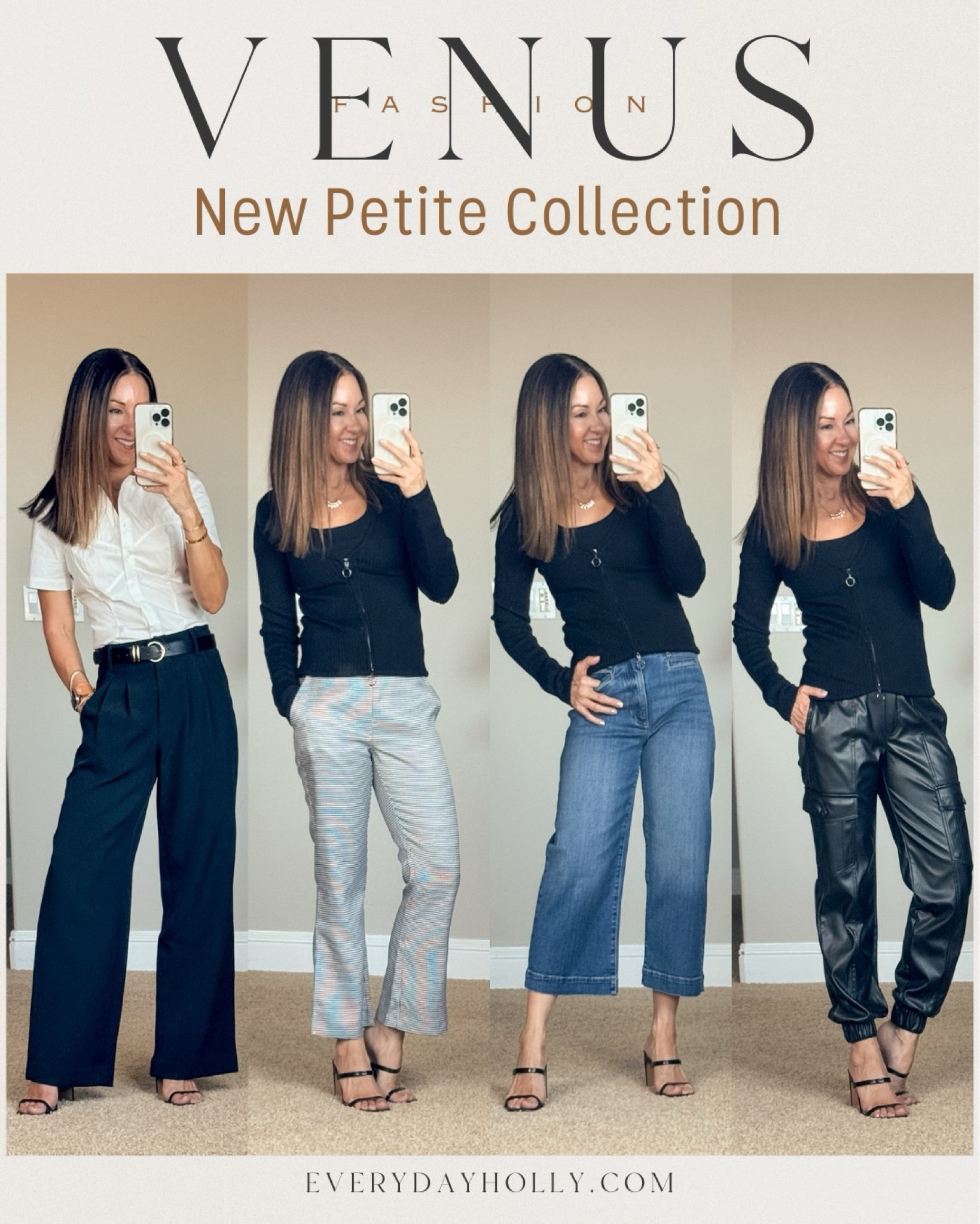 @Venus just launched a petite collection!🎉
 💥Use code HOLLY20 for 20% off and free shipping over $75

30+ new styles with more on the way! 
For reference: I’m 5’1”, 109lbs
Size 0 petite in all bottoms except the houndstooth which are 2 petite 
Top & sweater xs
Office outfit, elevate style, everyday Holly Venus petite collection 
#ltkpetites 


#LTKOver40 #LTKWorkwear #LTKSaleAlert