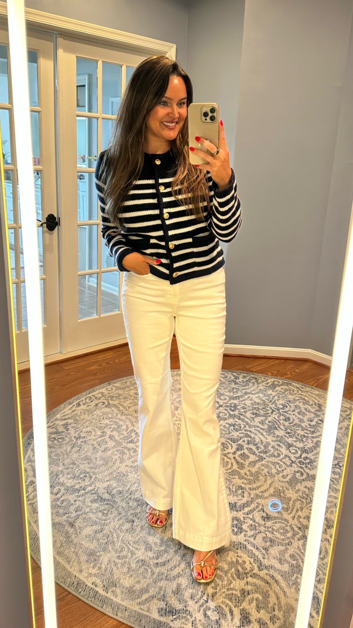 Love how soft this sweater is. Paired with my favorite spanx jeans. Size medium in both 💙🤍

#LTKdayinmylife #LTKootd