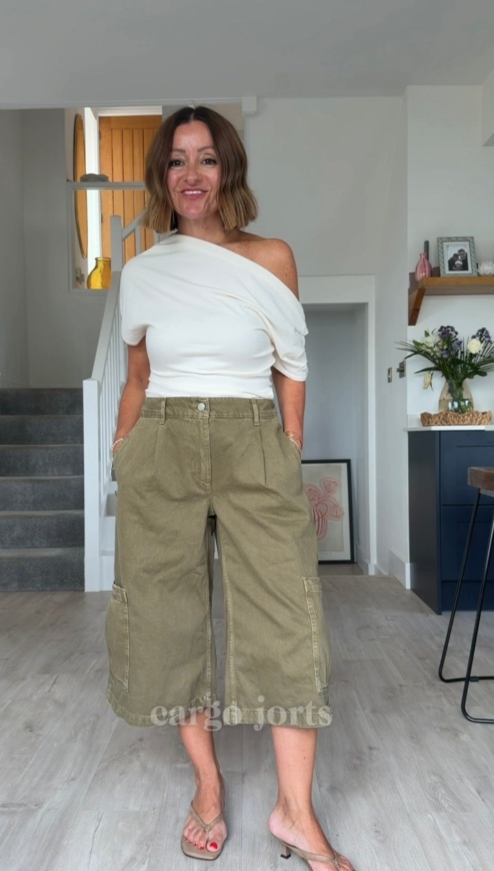 Cargo jorts and feminine top combo. 

The jorts are low stock, I’ve linked more options too.

#LTKuk #LTKautumn #LTKmodest