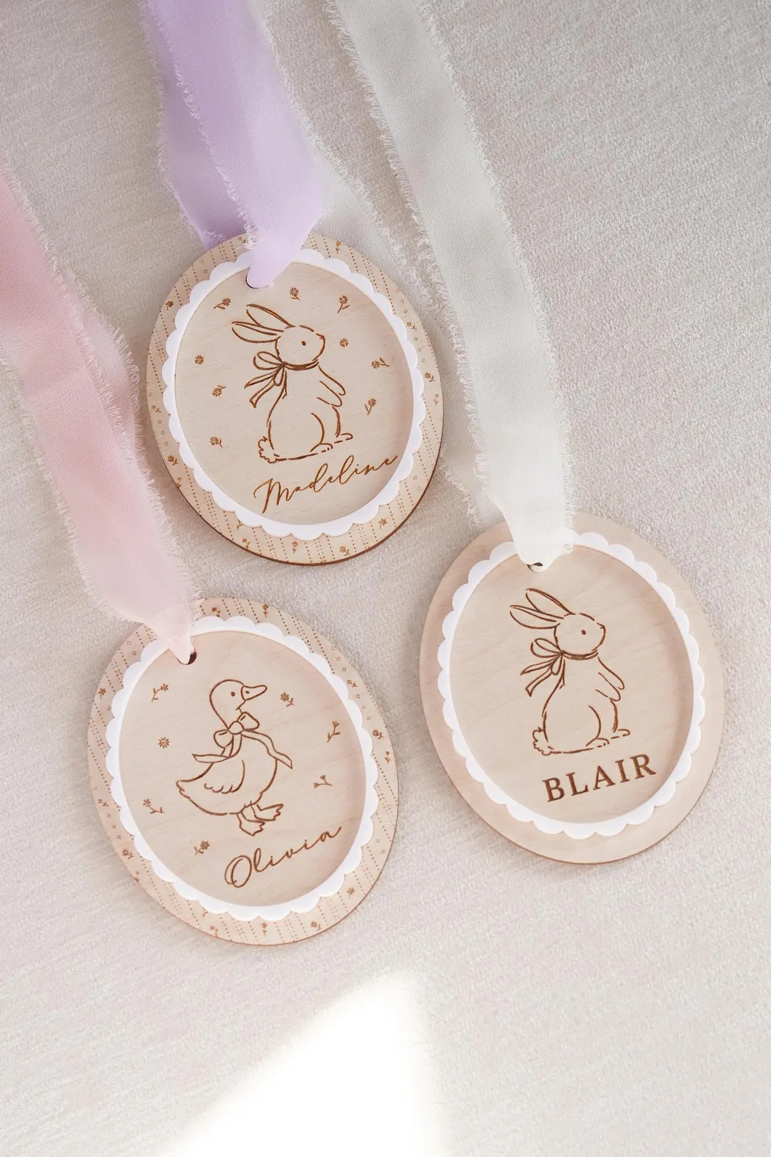 Vintage Easter Basket Tag: Floral Bunny and Goose Name Tags for Kids Gift Baskets, and Baby's Fir... | Etsy (US)