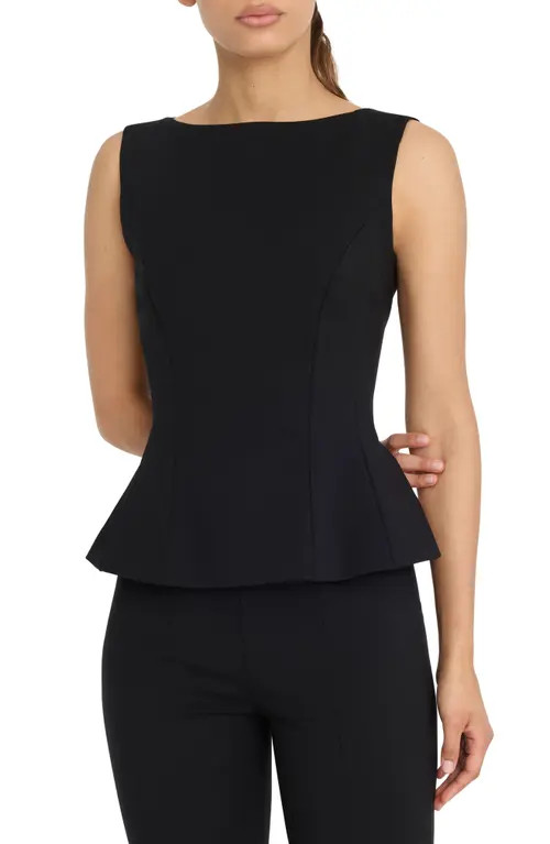 Good American Soft Stretch Sleeveless Ponte Top in Black001 at Nordstrom, Size Medium | Nordstrom