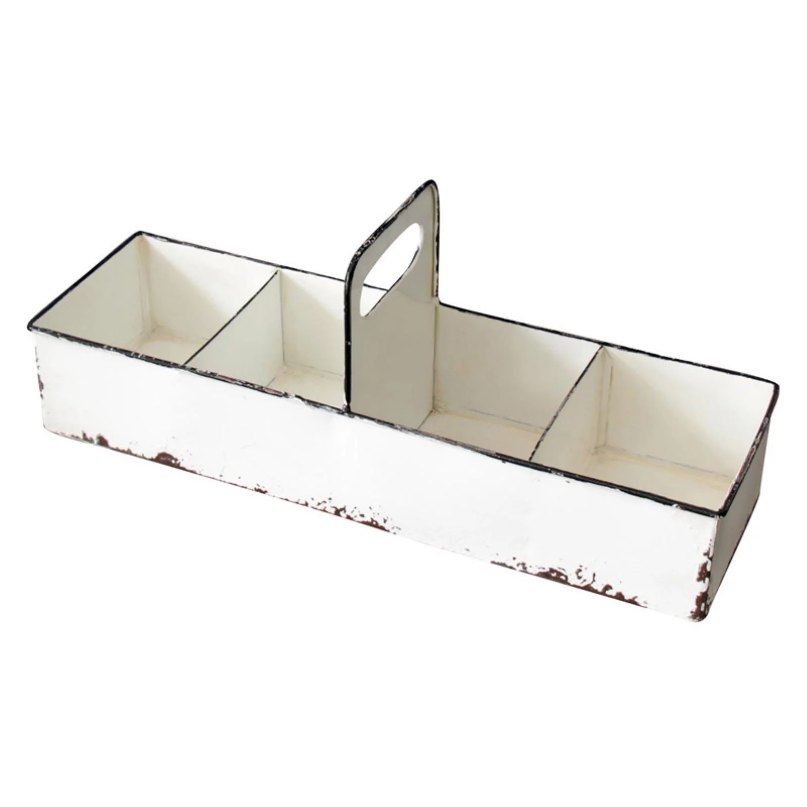 Foreside Home & Garden White Rustic Enamel Slotted Decorative Tray | Walmart (US)