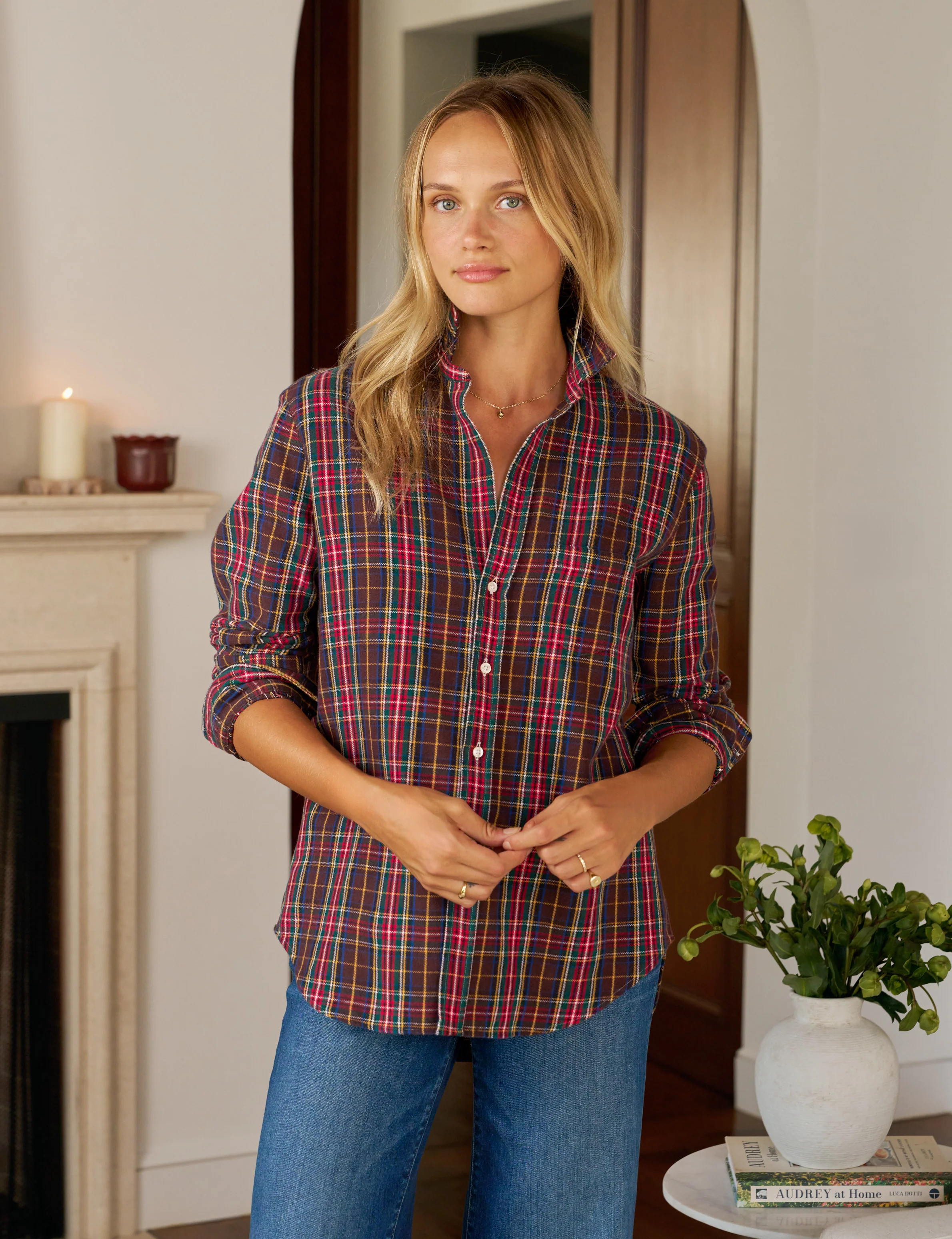 EILEEN Brown Multi Plaid, Italian Flannel | Frank & Eileen