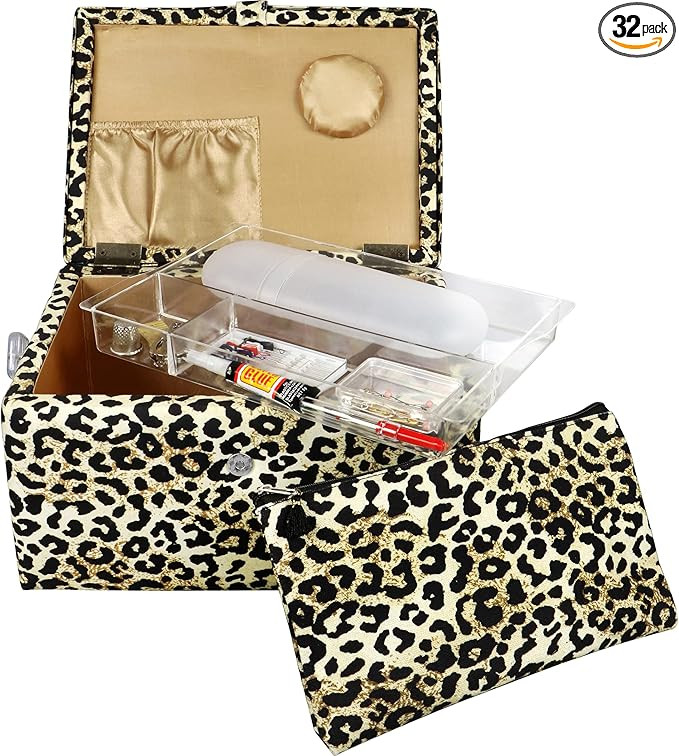 SINGER Large Sewing Basket with Matching Zipper Pouch (Leopard Print) | Amazon (US)