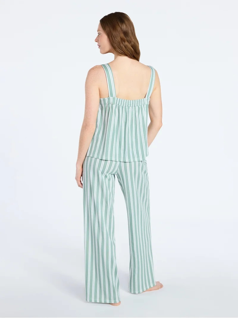 Joyspun Women's Wide Strap Cotton Tank Top and Pants Pajama Set, 2-Piece, Sizes XS-3X | Walmart (US)