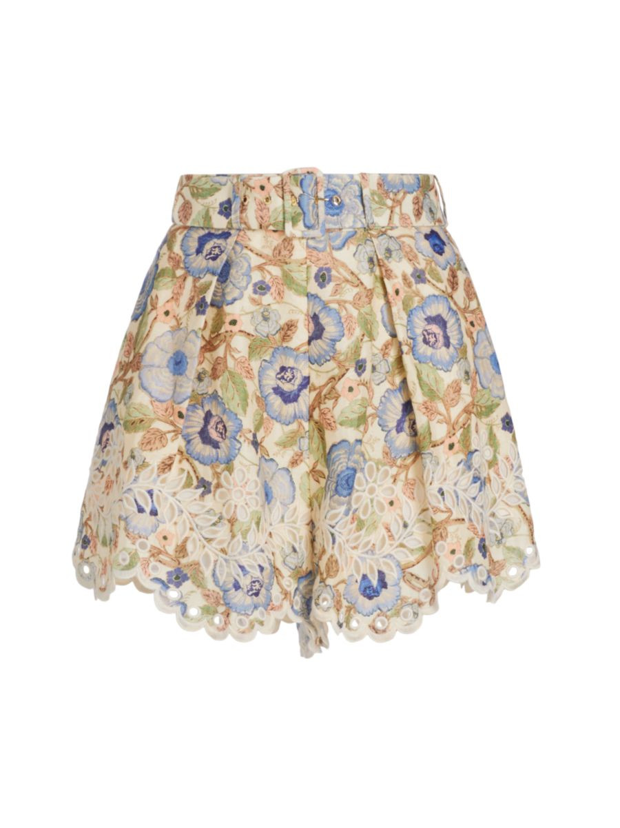 Junie Floral Crochet-Edge Shorts | Saks Fifth Avenue