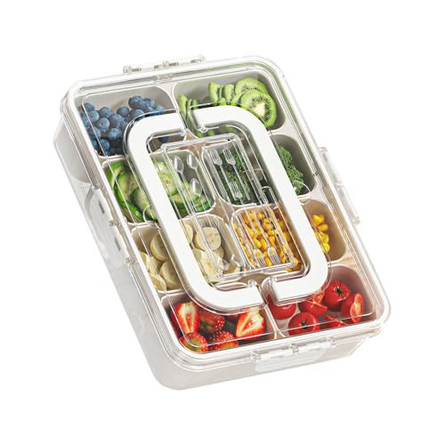 Snackle Box Container, Snack Tray with Lid and Handle, 8 Fruit Forks, 2 Spoons, Portable Snackle Box Container, Candy Organizer, Platter Box, Snacks, Salad Bar | Amazon (US)
