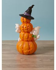 28in Light Up Led Stacked Pumpkins And Ghost Decor | HomeGoods
