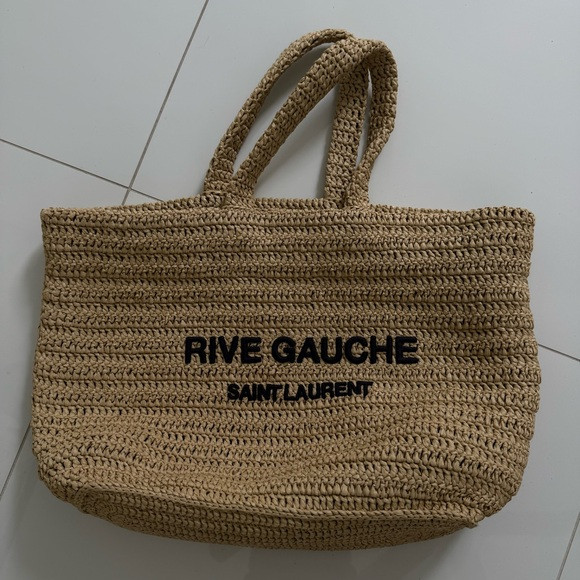 Saint Laurent Tan Woven Rive Gauche Tote | Poshmark