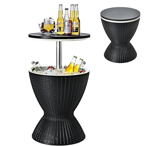Giantex Outdoor Ice Cooler Side Table with Adjustable Height, 8 Gal Beverage Bucket with Drain Pl... | Amazon (US)