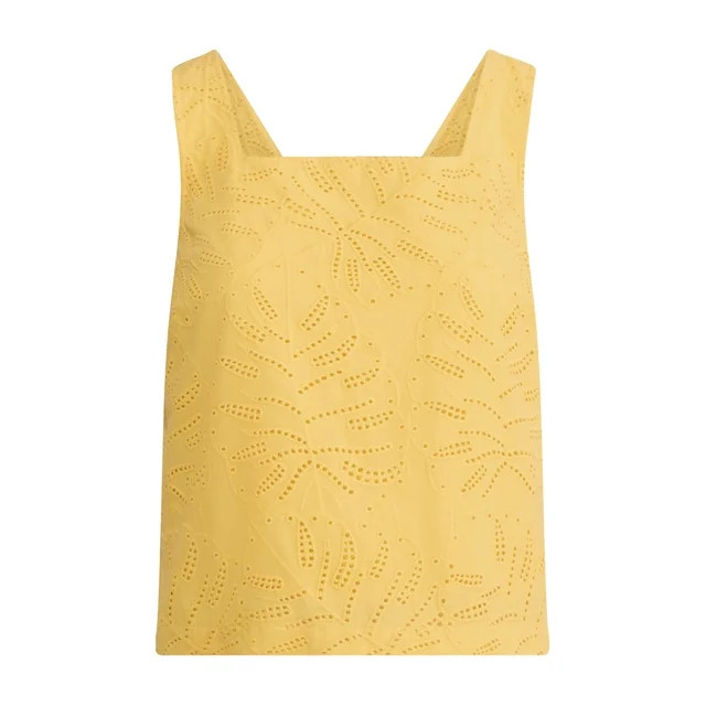 Time and Tru Women's and Women's Plus Eyelet Leaf Pattern Cotton Tank Top, XS-4X | Walmart (US)
