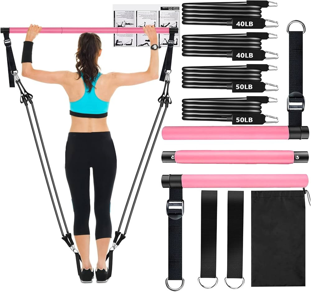 Bbtops Pilates Bar Kit with Resistance Bands,3-Section Pilates Bar with Stackable Bands Workout E... | Amazon (US)