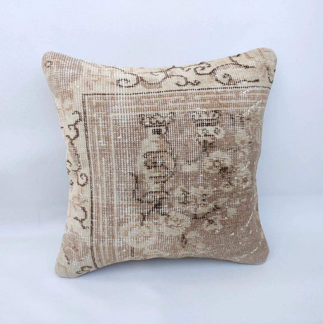 20x20 Turkish Rug Pillows Boho Decor Pillow Oushak Rug Pillow Handmade Rug Pillow Throw Rug Pillo... | Etsy (US)