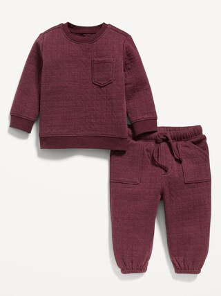 Unisex Crew Neck Quilted Pocket Sweatshirt & Sweatpants Set for Baby | Old Navy (US)