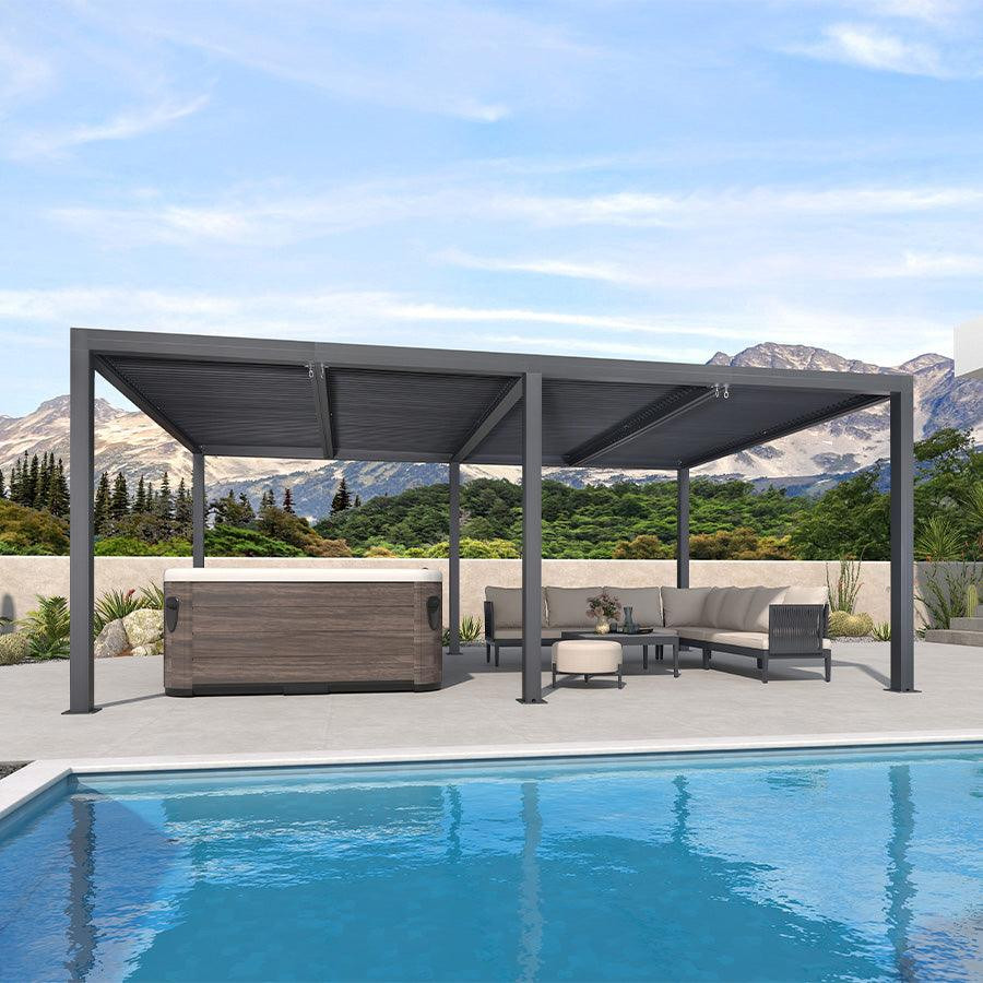 PURPLE LEAF Louvered Pergola Outdoor Aluminum Pergola with Adjustable Roof for Deck Backyard Gard... | Purple Leaf