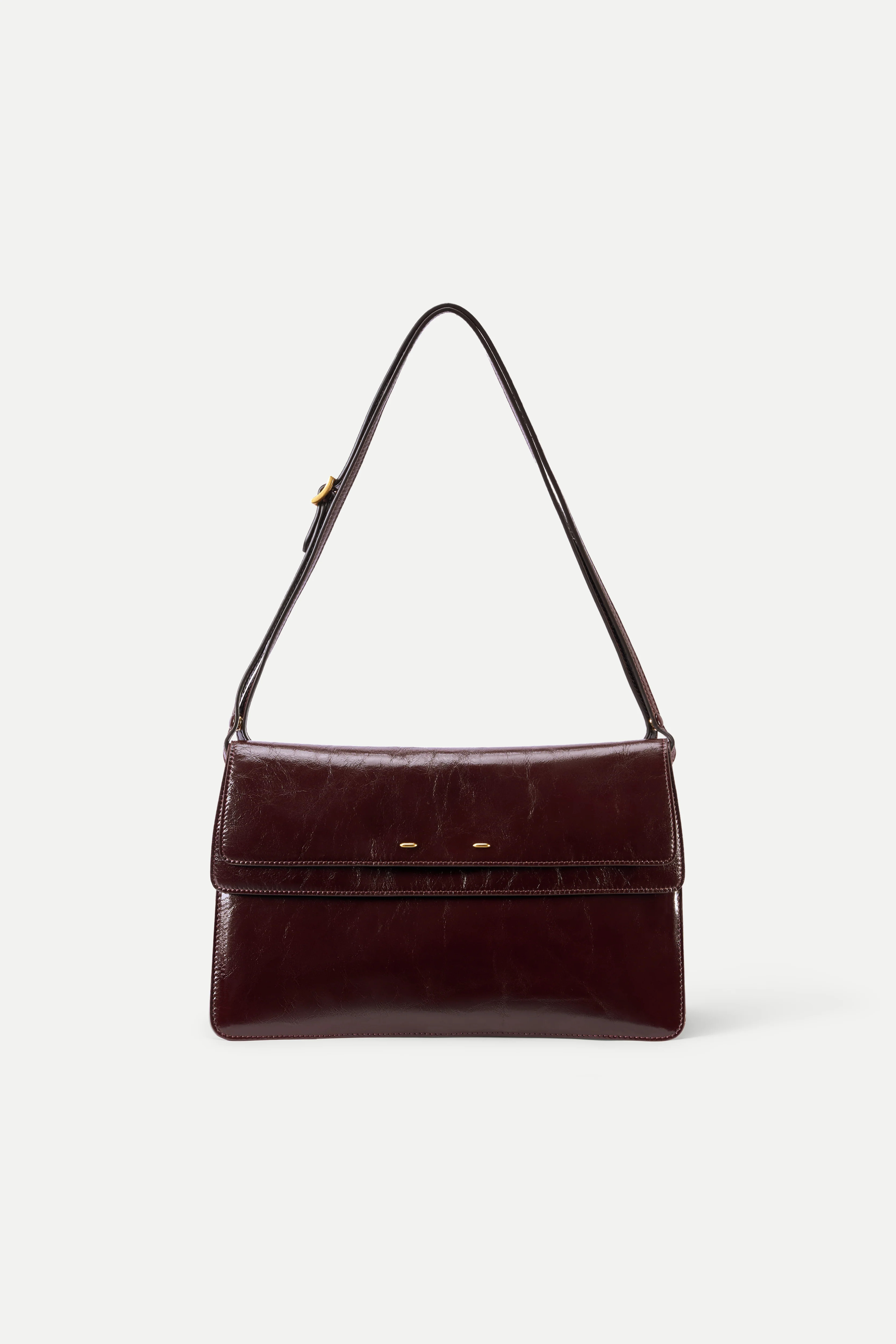 Soft Rialto Double Flap Bag in Oil-Waxed Cowhide Leather | Fabrique