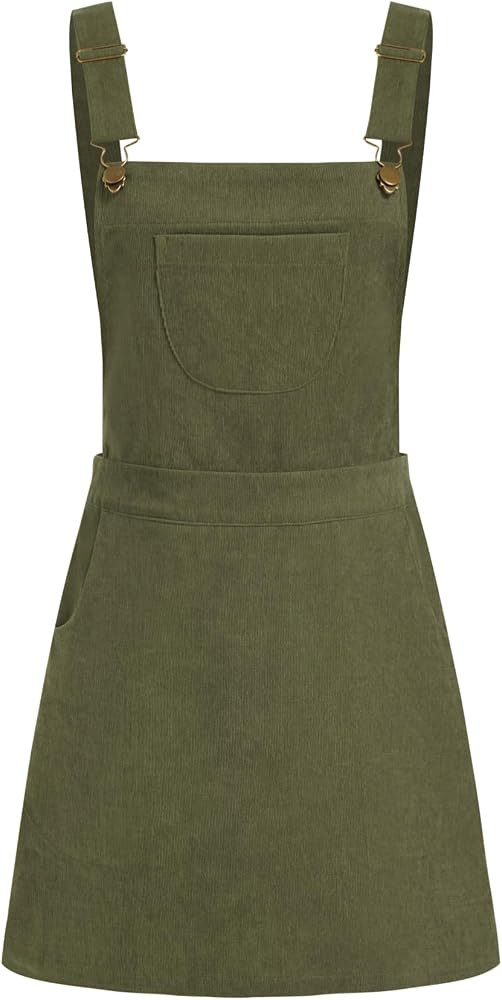 CIDER Corduroy Floral Overall Dress for Women Mini Dresses with Pockets | Amazon (US)