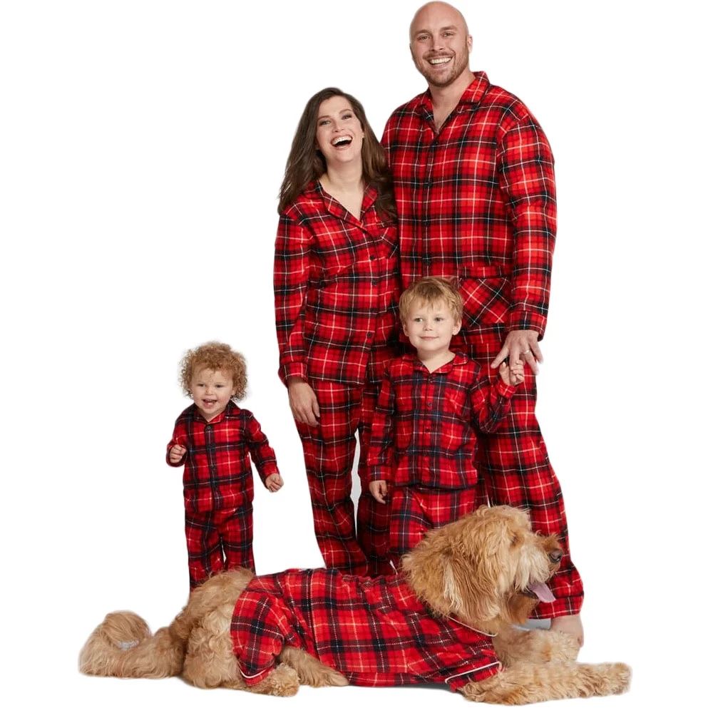 Holiday Sleepwear with Classic Black and Red Plaid Matching Family Christmas Pajamas Sets for Cou... | Walmart (US)