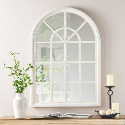 Traditional Arch Window Mirror,Vintage Entryway Mirror,Hallway Mirror,Art Deco Mirror,White Arched Window Pane Mirror With Wood Framed-The Pop Home | Target