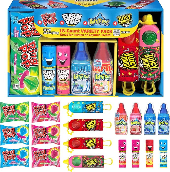 Bazooka Candy Brands Easter Candy Variety Pack, 18Ct Assorted Candy Lollipops, Bulk Individually ... | Amazon (US)
