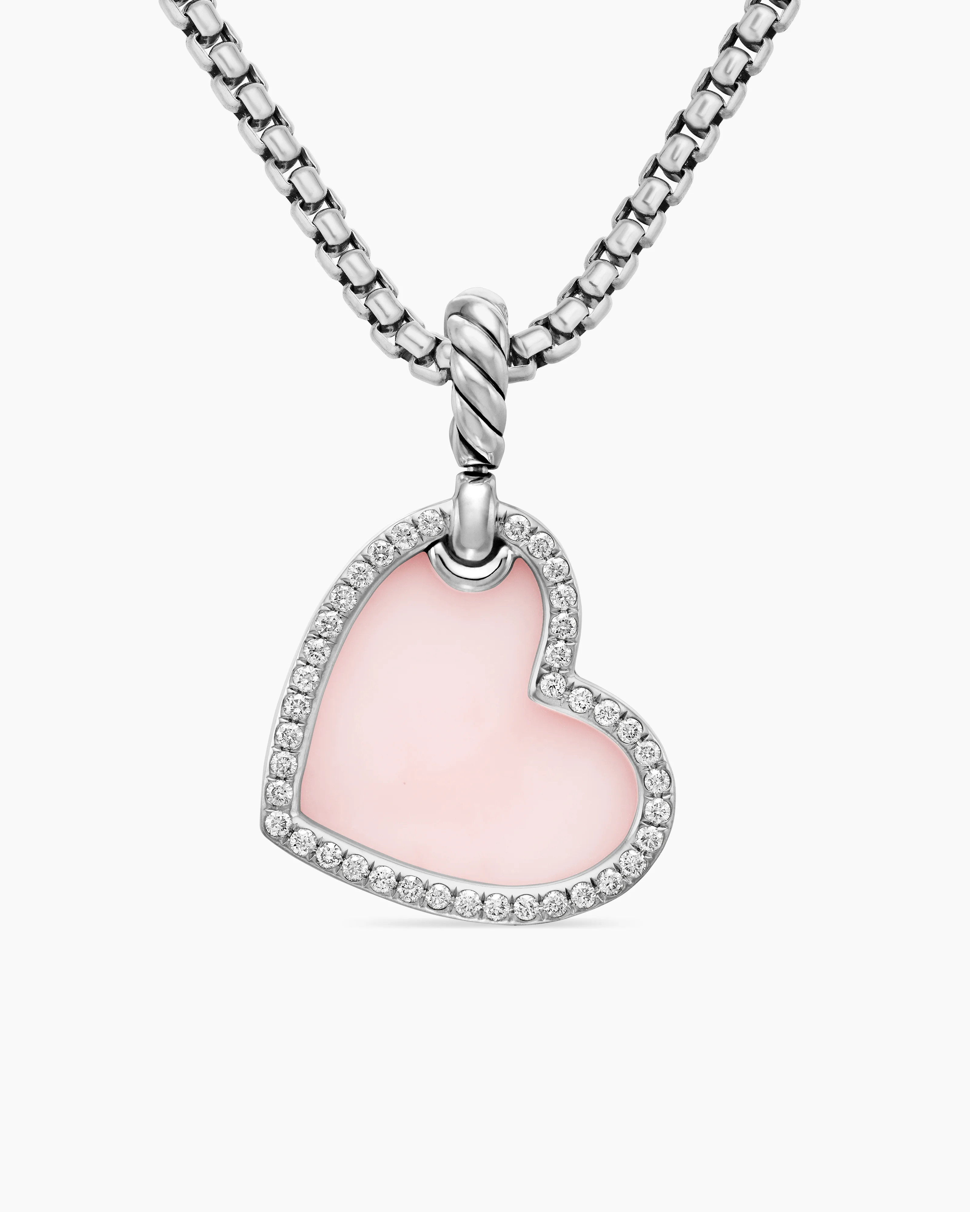 David Yurman | DY Elements® Heart Amulet in Sterling Silver with Pink Opal and Diamonds | David Yurman