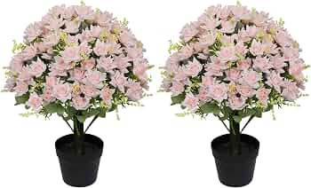 24" Artificial Potted Flowers, UV Resistant Faux Pink Roses for Outdoors | Amazon (US)