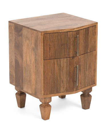 16.5x15.75x22 Solid Wood Louvre Bedside Table | TJ Maxx
