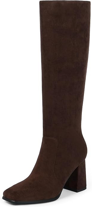 Knee High Boots Women Square Toe Chunky Heel Fashion Tall Boots | Block Heel Gogo Boots with Side... | Amazon (US)