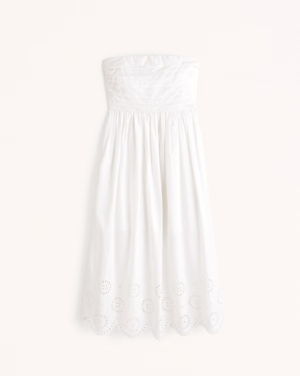 Emerson Strapless Poplin Midi Dress | Abercrombie & Fitch (US)