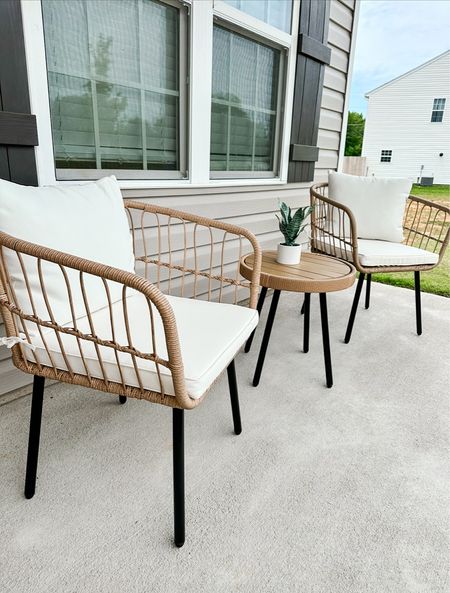 Front porch furniture 
Front patio furniture
3 piece bistro set 

#porchfurniture #patiofurniture #yitahome #rattan #neutralhome #homedecor

#LTKHome