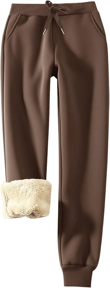 Flygo Women's Sherpa Fleece Lined Joggers Sweatpants Winter Warm Pants with Pockets (XS-2XL) | Amazon (US)