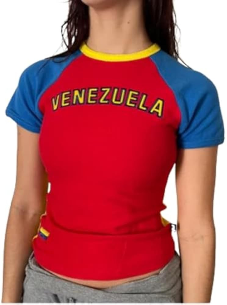 Vintage Graphic Baby Tees for Women Brazil Shirt Y2k Tops Mexico Crop Jersey 2000s Summer Going O... | Amazon (US)
