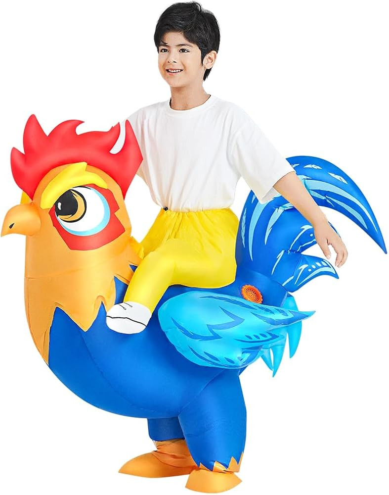 Inflatable Chicken Costume Kids Riding Rooster Ride-on Blow Up Halloween Costume | Amazon (US)