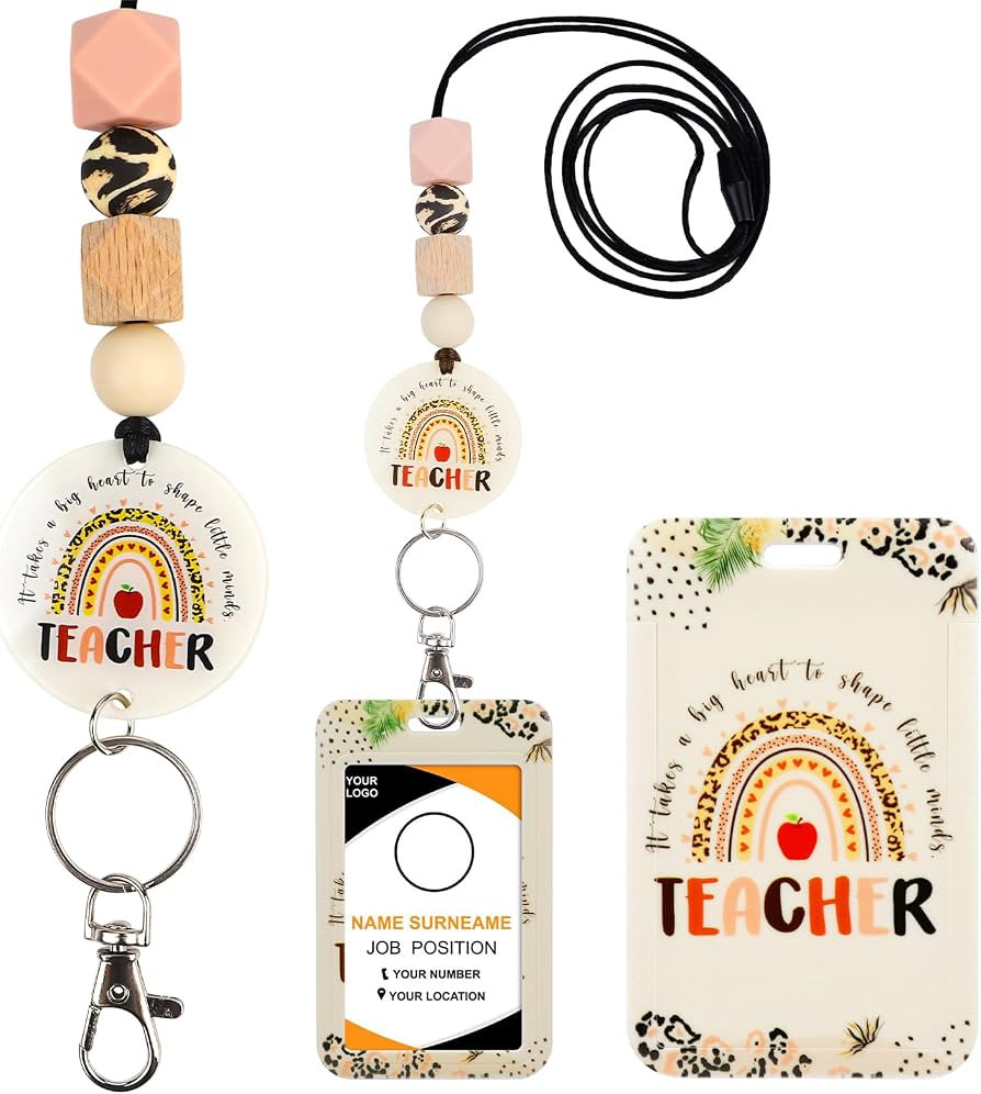 Teacher Lanyards for ID Badges - Boho Silicone Beaded Breakaway Keychain Accessories for Women Cu... | Amazon (US)