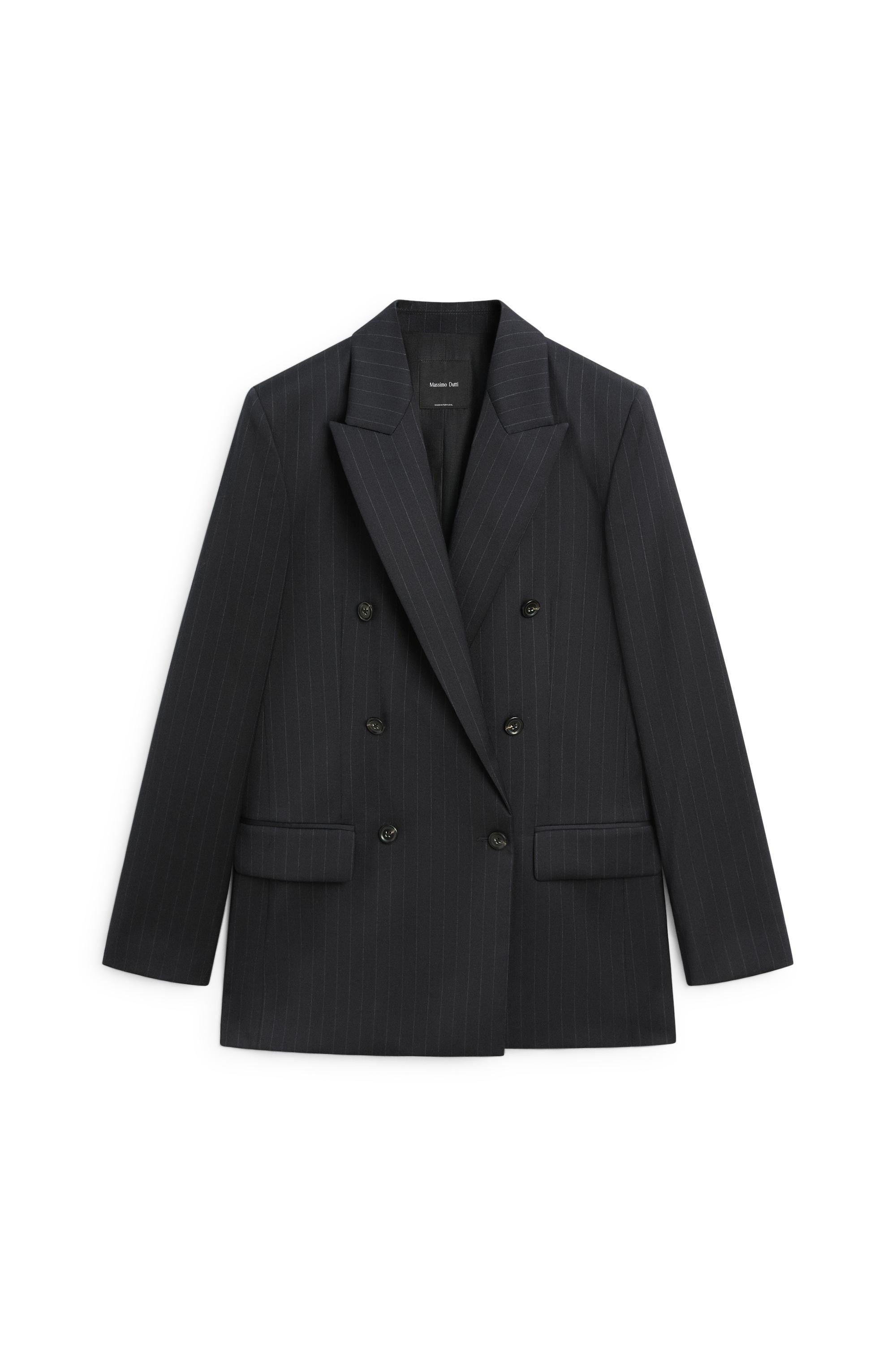 100% wool pinstripe suit blazer - NAVY BLUE | Massimo Dutti UK