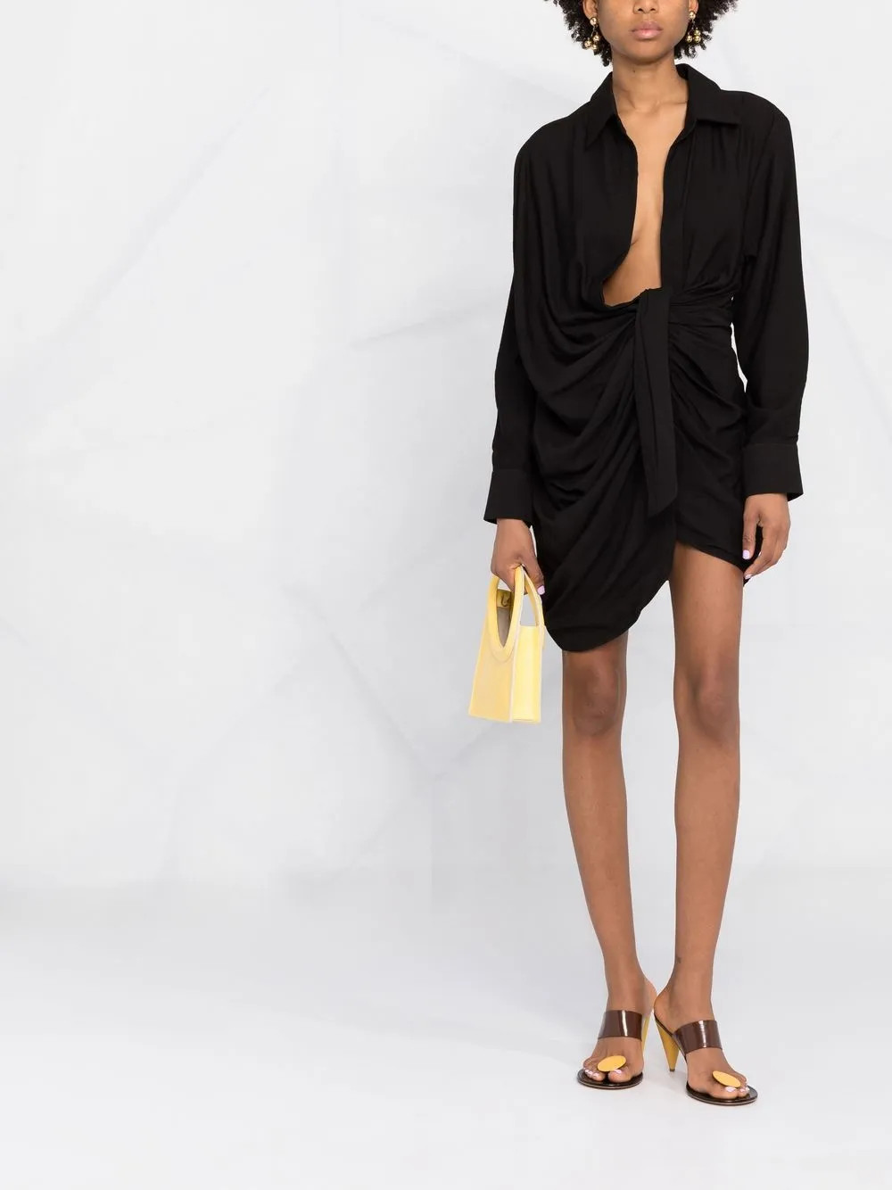 Jacquemus Bahia Knotted Shirt Minidress - Farfetch | Farfetch Global