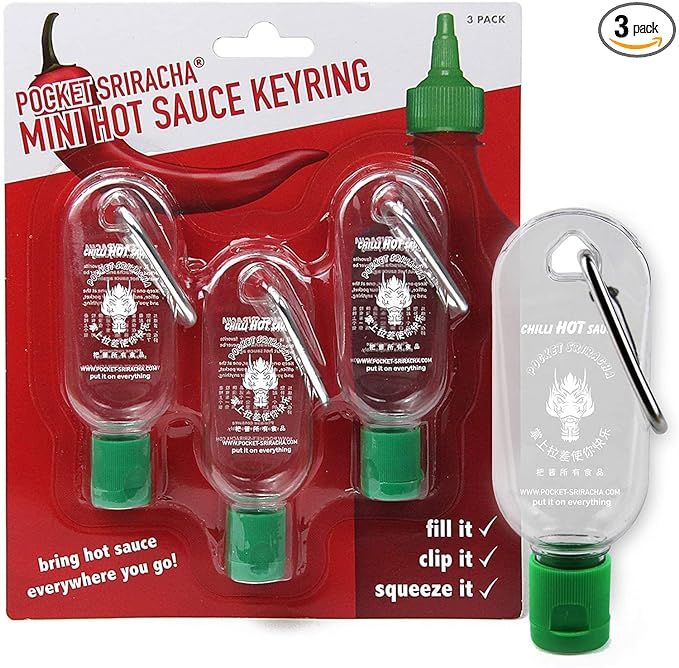 Pocket Sriracha Mini Sriracha Hot Sauce Bottle Keyring 3 PACK Bring Hot Sauce with you Everywhere... | Amazon (US)