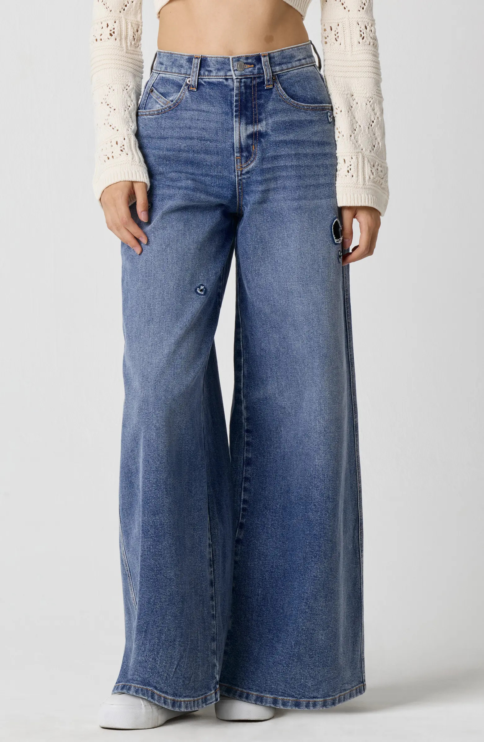 Heart Cutout High Waist Wide Leg Jeans | Nordstrom